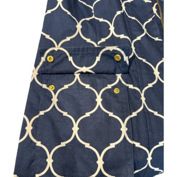 Charter Club Trench Coat Navy Blue & White Geometric Pattern Women's Size Small - Picture 6 of 6